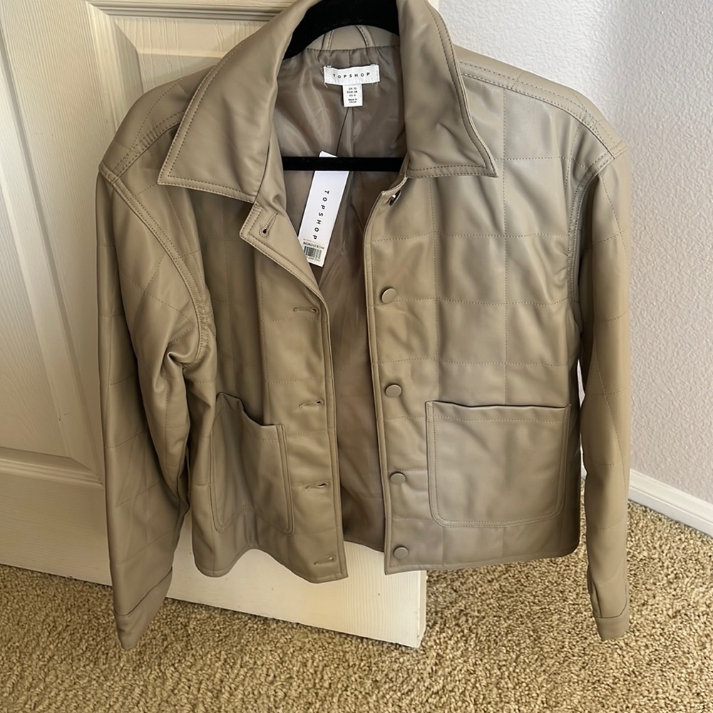 Leather button down jacket